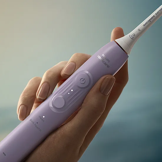Електрическа четка за зъби Next-Generation Philips Sonicare Серия 4100, люляк с накрайник Optimal White и кутия за пътуване