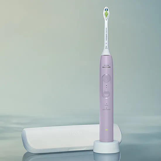Електрическа четка за зъби Next-Generation Philips Sonicare Серия 4100, люляк с накрайник Optimal White и кутия за пътуване