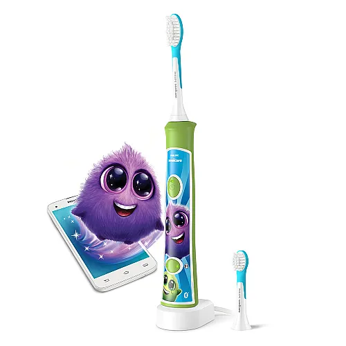 Детска електрическа четка за зъби с Bluetooth и 2 накрайника Philips Sonicare зелена