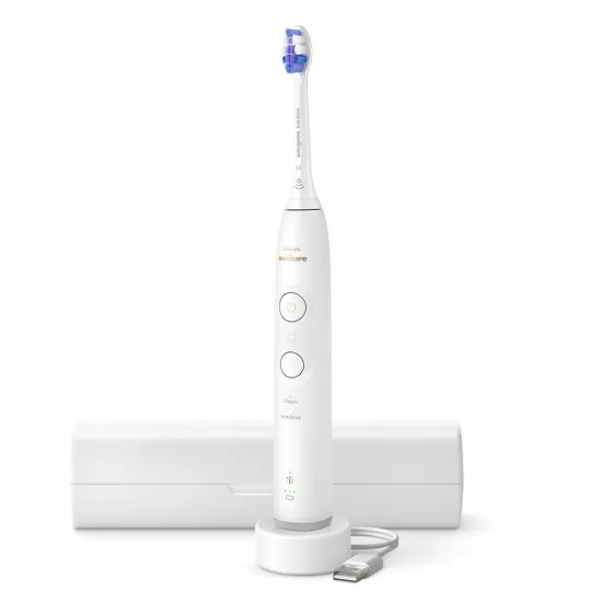 Philips Sonicare Електрическа четка за зъби Next-Generation с калъф Серия 6100, бяла, накрайник S2 Sensitive