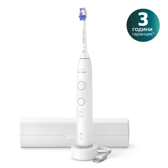 Philips Sonicare Електрическа четка за зъби Next-Generation с калъф Серия 6100, бяла, накрайник S2 Sensitive