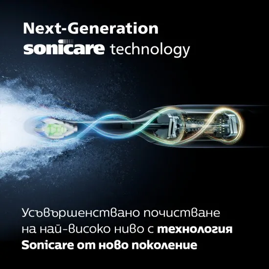Комплект Електрически четки за зъби Next-Generation с 2 калъфа за пътуване Philips Sonicare Серия 6500, бяла и черна