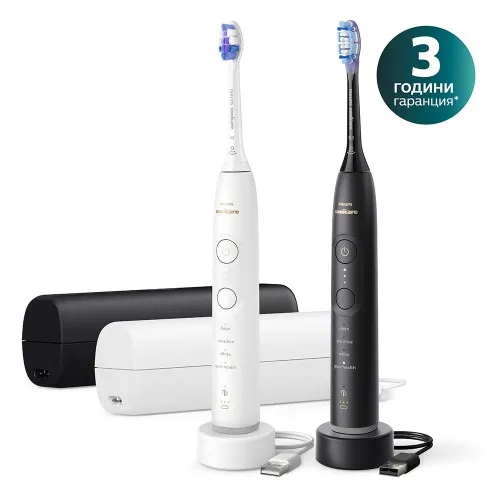 Комплект Електрически четки за зъби Next-Generation с калъфи Philips Sonicare Серия 7100, бяла и черна
