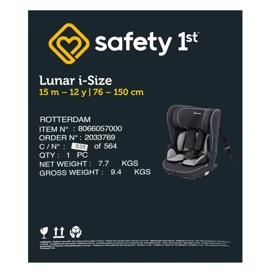SAFETY 1st Столче за кола Lunar i-Size (76-150см) ,черно, ISOFIX система