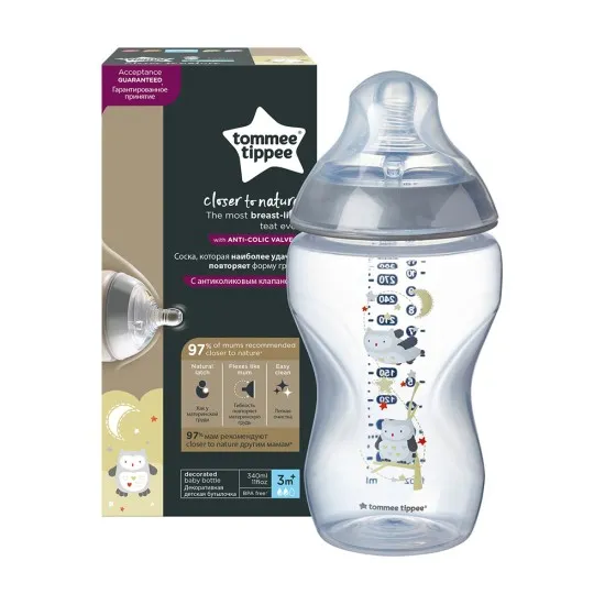 Tommee Tippee Шише за хранене 340мл, бухал, момче, 42269775