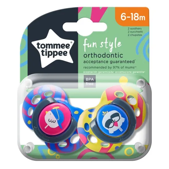 Ортодонтични залъгалки, Tommee Tippee, Fun style, 2бр/оп, 6-18м, 43335865, Птици