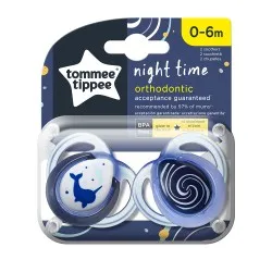 Залъгалки Tommee Tippee Night Time 0-6м Нарвал 2 бр