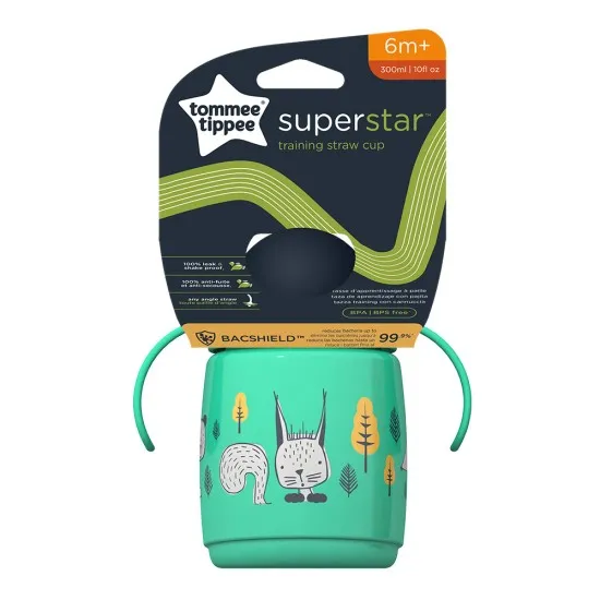 детска чаша с дръжки и сламка, Tommee Tippee - Томи Типи 300 мл, чаша