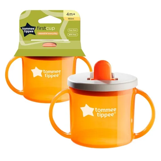 първа детска чаша, Tommee Tippee, оранжева, 4м+ 