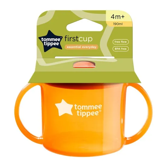 първа детска чаша, Tommee Tippee, оранжева, 4м+ 
