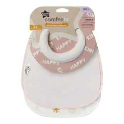 Двустранен текстилен лигавник Tommee Tippee 2 бр 0м+ розов/зелен